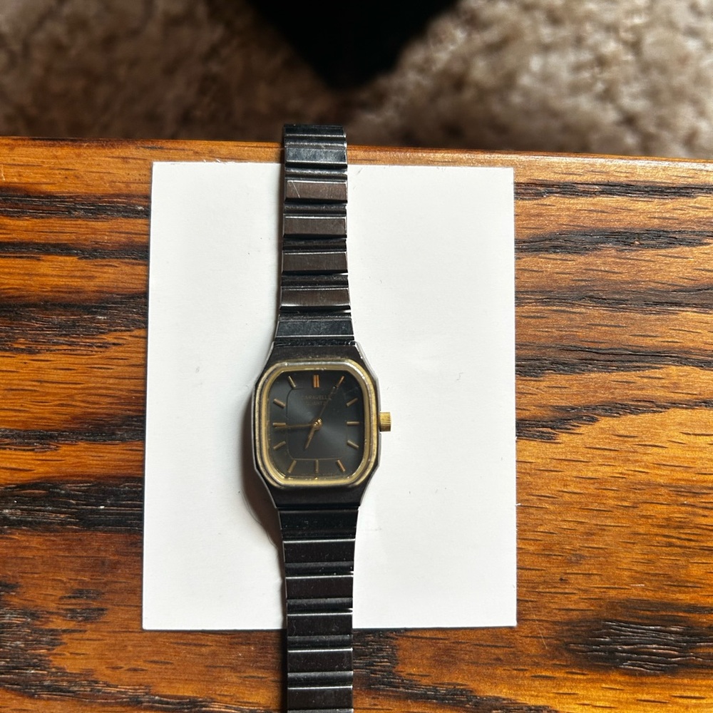 Black and Gold Minimalist Watch with Square Case